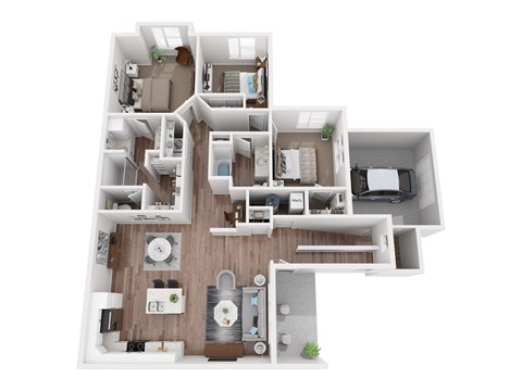 Floor plan for 3 beds, 2 baths, 1590 sqft
